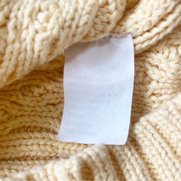 Wainscott Mustard Yellow Cableknit Cotton Sweater Size Large - Picture 9 of 9
